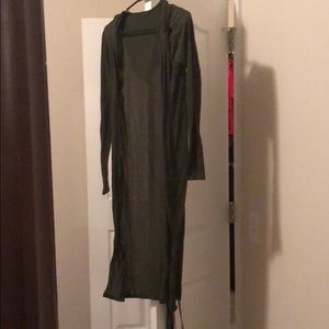 Hooded Olive Duster/Cardigan